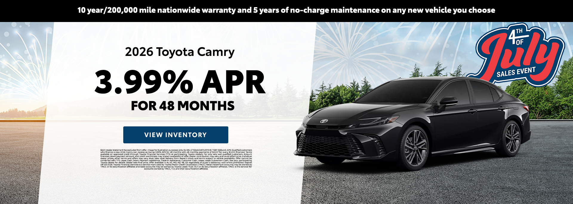 3.99% APR on 2026 Toyota Camry