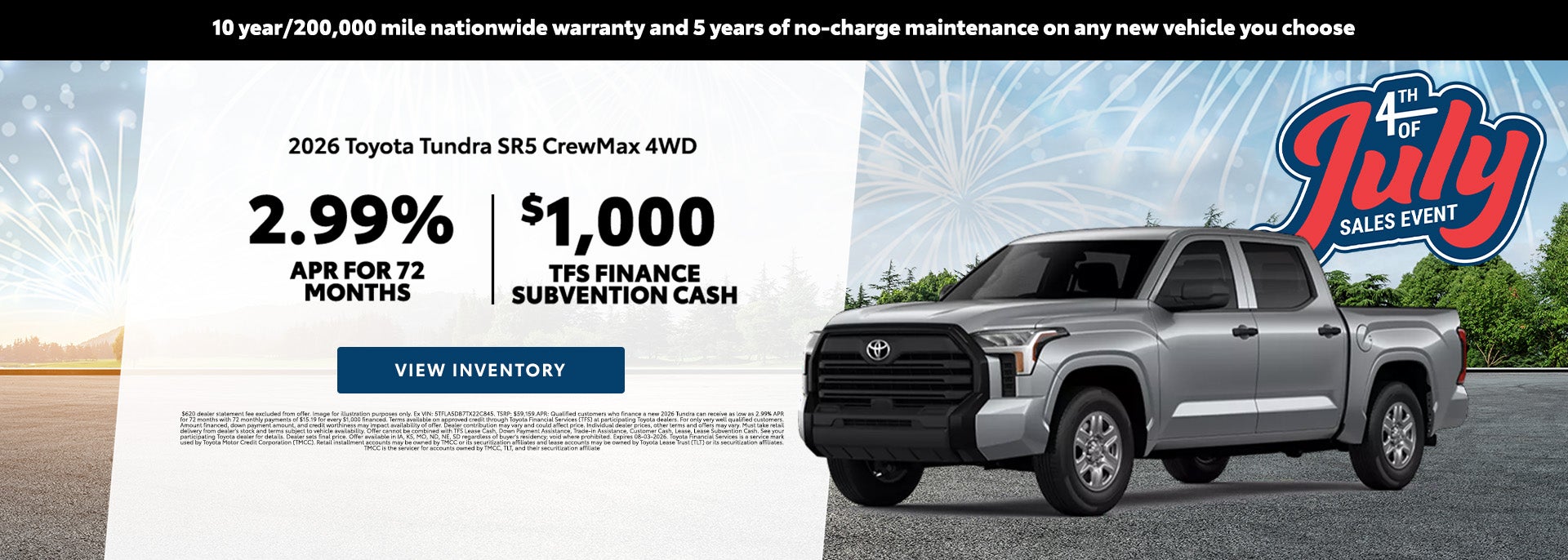2.99% APR on 2026 Toyota Tundra