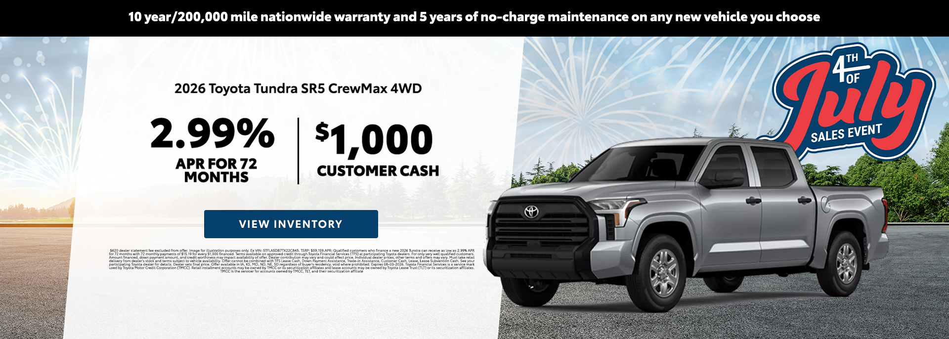 2.99% APR on 2026 Toyota Tundra