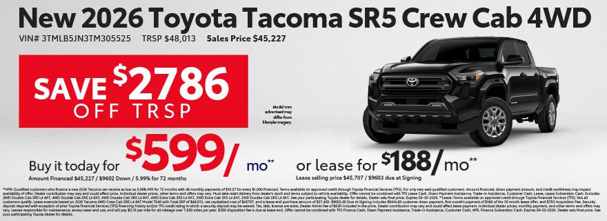 Lease a new Taoma from $188/mo
