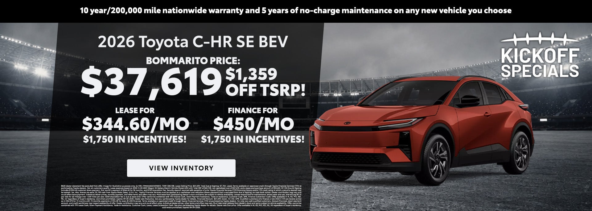 2026 Toyota C-HR SE BEV lease & price deal at Bommarito