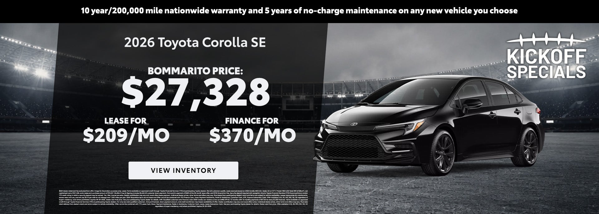 2026 Toyota Corolla SE lease & finance deals at Bommarito