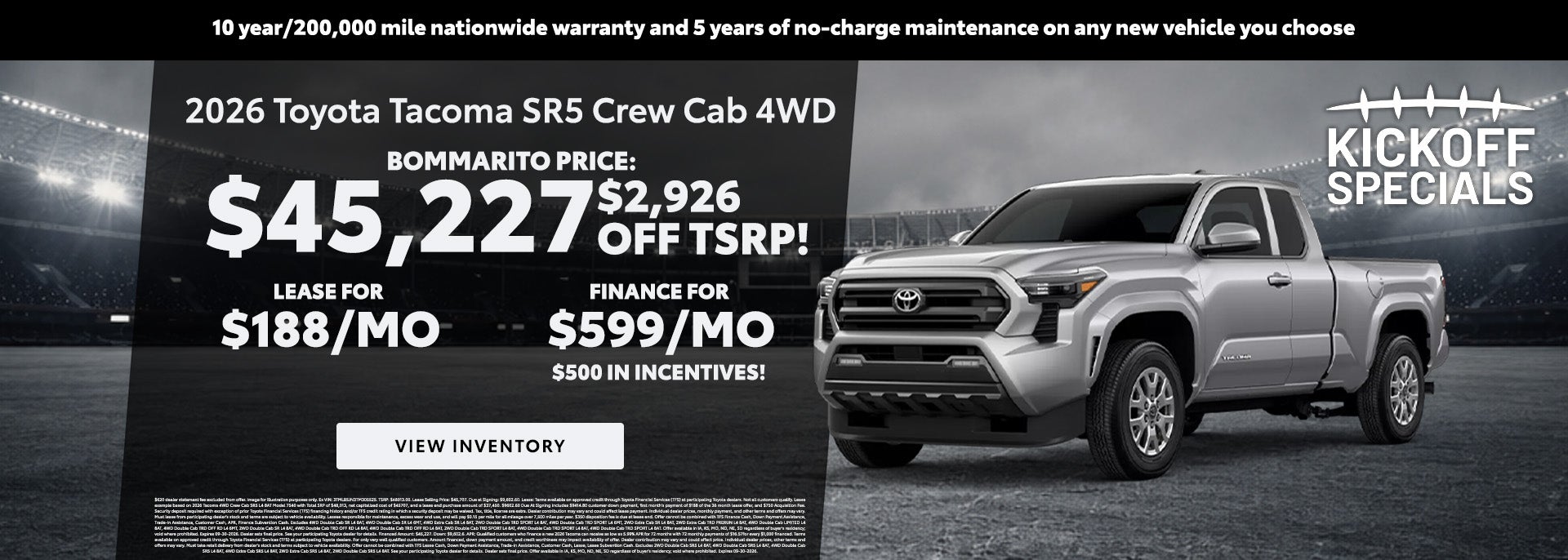 2026 Toyota Tacoma SR5 lease & finance deals at Bommarito
